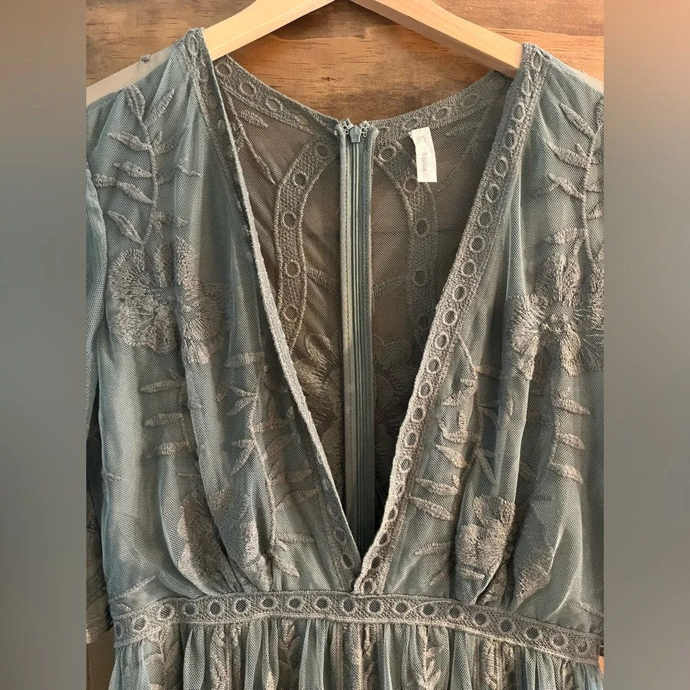 Free People Sheer Olive Dress - Picture 4 of 6